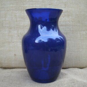 Vintage Cobalt Blue Coated Glass Vase